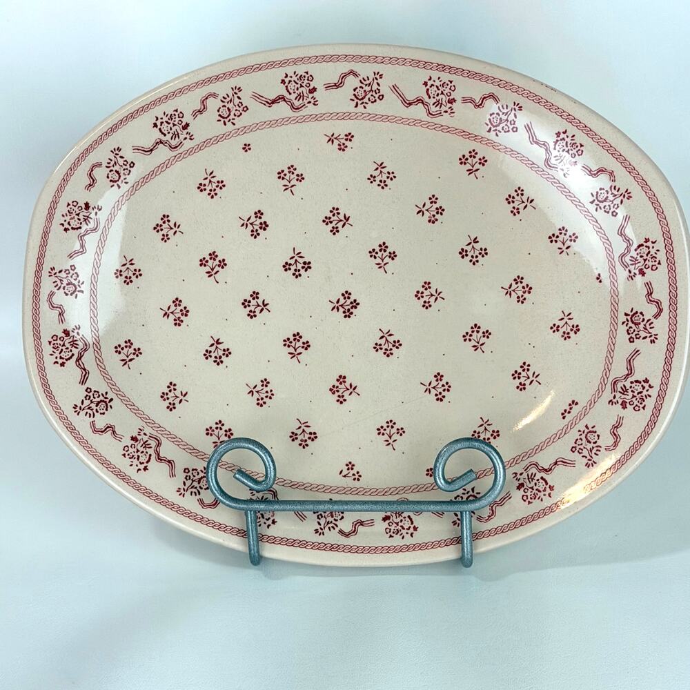 Johnson Brothers England Petite Fleur Burgundy Pink Platter